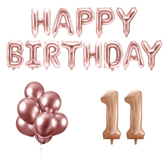 11 jaar Verjaardag Versiering Ballon Pakket rosé goud