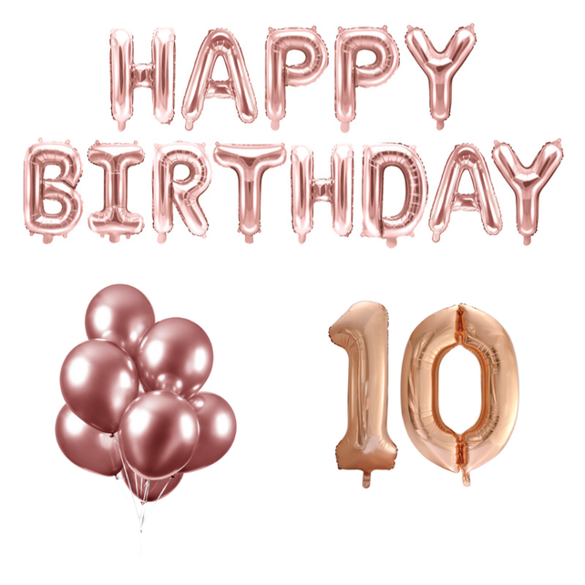10 jaar Verjaardag Versiering Ballon Pakket rosé goud 10 jaar Verjaardag Versiering Ballon Pakket rosé goud