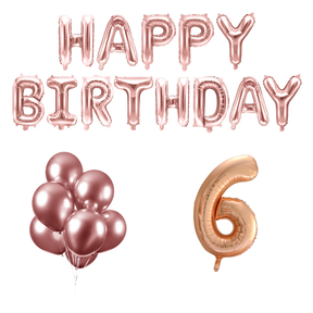 6 jaar Verjaardag Versiering Ballon Pakket rosé goud