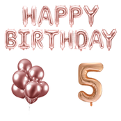 5 jaar Verjaardag Versiering Ballon Pakket rosé goud