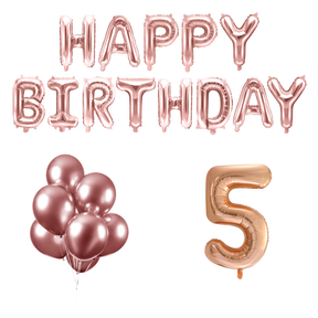5 jaar Verjaardag Versiering Ballon Pakket rosé goud