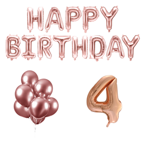 4 jaar Verjaardag Versiering Ballon Pakket rosé goud