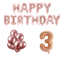 3 jaar Verjaardag Versiering Ballon Pakket rosé goud