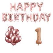 1 jaar Verjaardag Versiering Ballon Pakket rosé goud