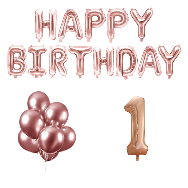 1 jaar Verjaardag Versiering Ballon Pakket rosé goud