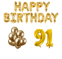 91 jaar Verjaardag Versiering Ballon Pakket Goud