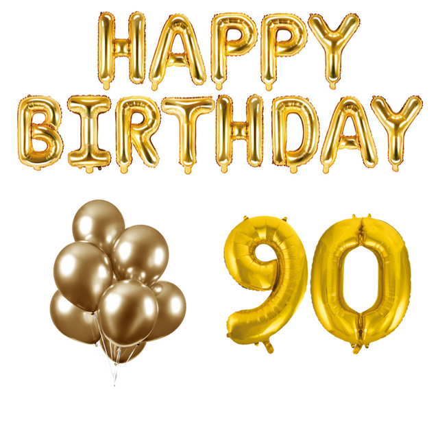90 jaar Verjaardag Versiering Ballon Pakket Goud
