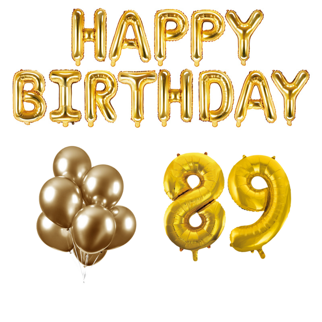89 jaar Verjaardag Versiering Ballon Pakket Goud