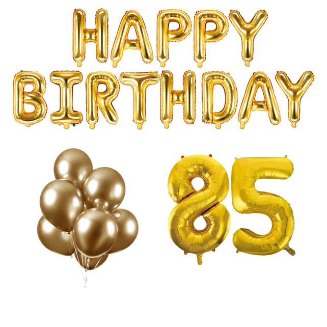 85 jaar Verjaardag Versiering Ballon Pakket Goud