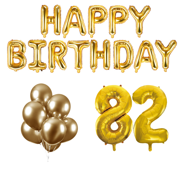 82 jaar Verjaardag Versiering Ballon Pakket Goud