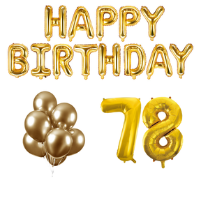 78 jaar Verjaardag Versiering Ballon Pakket Goud