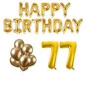77 jaar Verjaardag Versiering Ballon Pakket Goud