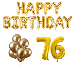 76 jaar Verjaardag Versiering Ballon Pakket Goud