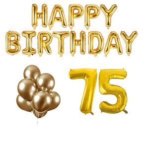 75 jaar Verjaardag Versiering Ballon Pakket Goud