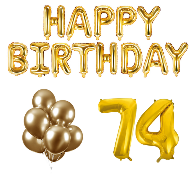 74 jaar Verjaardag Versiering Ballon Pakket Goud