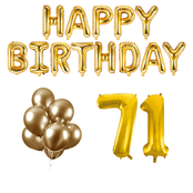 71 jaar Verjaardag Versiering Ballon Pakket Goud