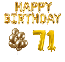 71 jaar Verjaardag Versiering Ballon Pakket Goud
