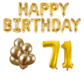 71 jaar Verjaardag Versiering Ballon Pakket Goud