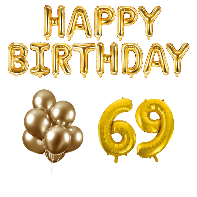 69 jaar Verjaardag Versiering Ballon Pakket Goud
