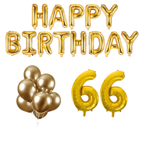 66 jaar Verjaardag Versiering Ballon Pakket Goud