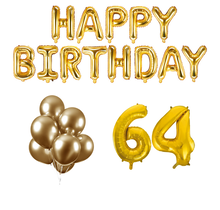 64 jaar Verjaardag Versiering Ballon Pakket Goud
