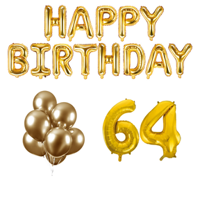 64 jaar Verjaardag Versiering Ballon Pakket Goud