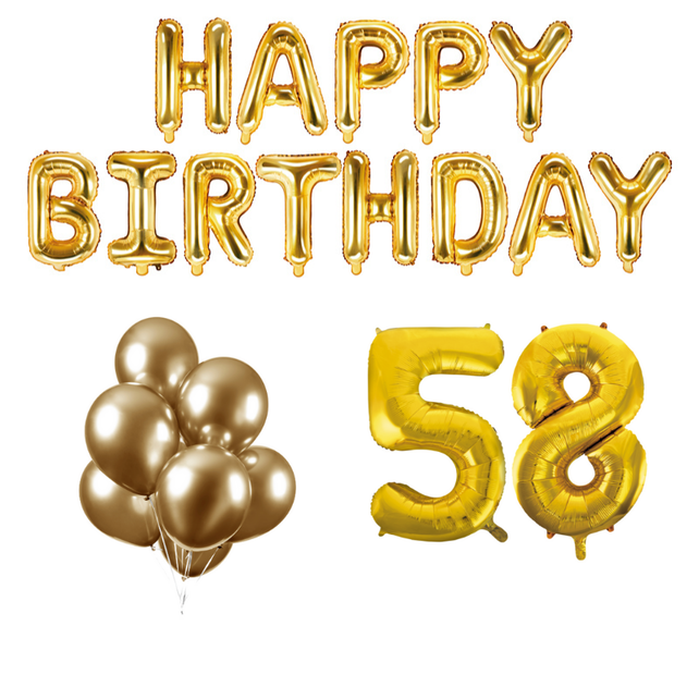 58 jaar Verjaardag Versiering Ballon Pakket Goud