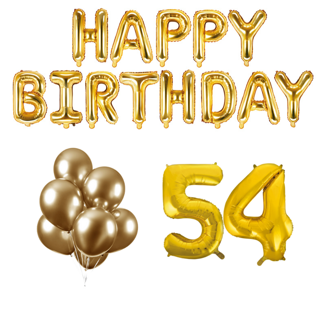 54 jaar Verjaardag Versiering Ballon Pakket Goud