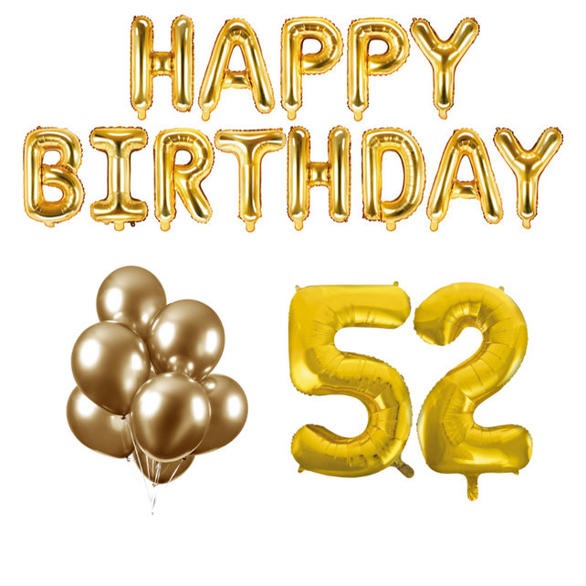 52 jaar Verjaardag Versiering Ballon Pakket Goud
