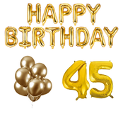 45 jaar Verjaardag Versiering Ballon Pakket Goud