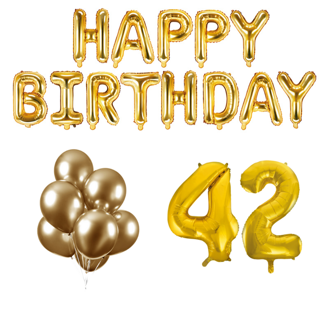 42 jaar Verjaardag Versiering Ballon Pakket Goud