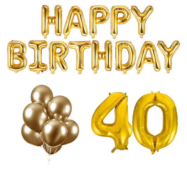 40 jaar Verjaardag Versiering Ballon Pakket Goud