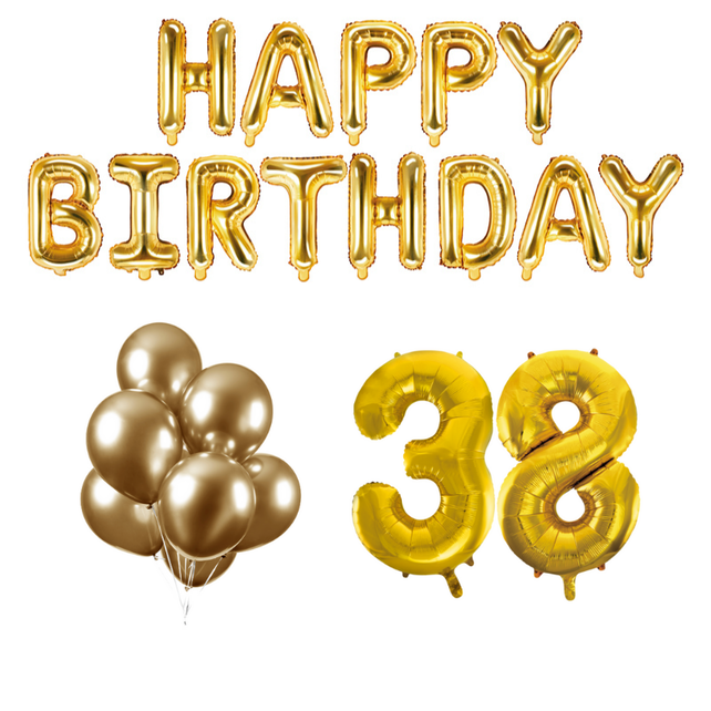 38 jaar Verjaardag Versiering Ballon Pakket Goud