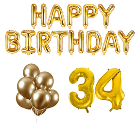 34 jaar Verjaardag Versiering Ballon Pakket Goud