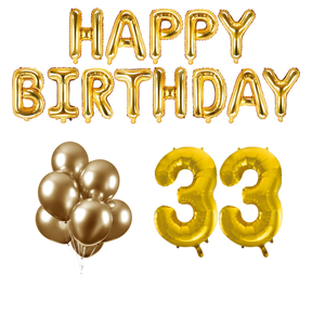 33 jaar Verjaardag Versiering Ballon Pakket Goud