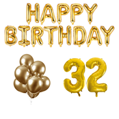 32 jaar Verjaardag Versiering Ballon Pakket Goud