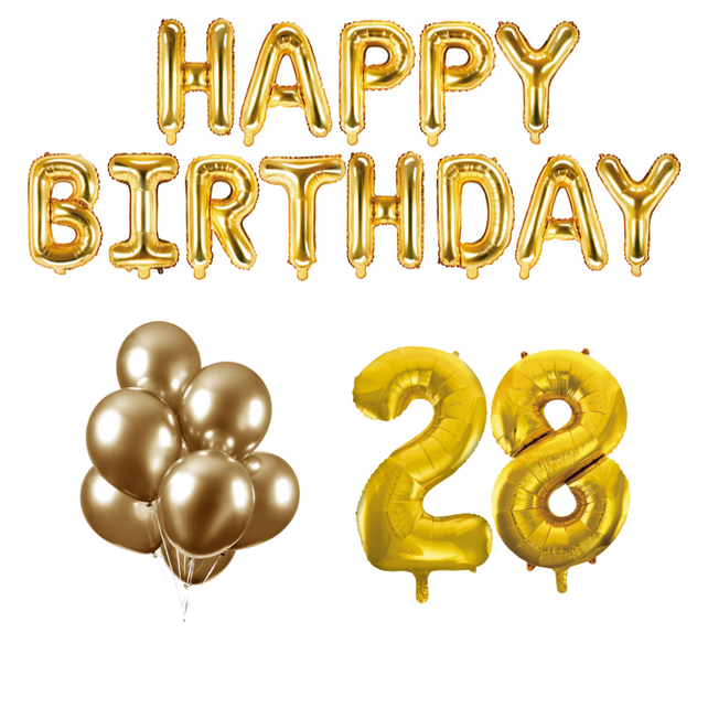 28 jaar Verjaardag Versiering Ballon Pakket Goud 28 jaar Verjaardag Versiering Ballon Pakket Goud