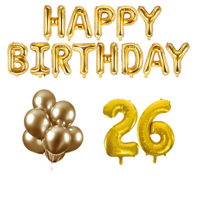 26 jaar Verjaardag Versiering Ballon Pakket Goud