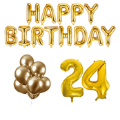 24 jaar Verjaardag Versiering Ballon Pakket Goud