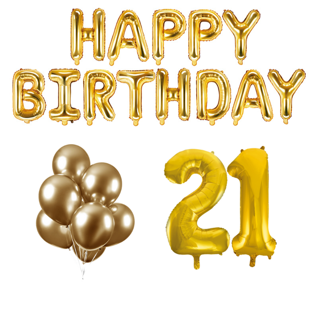 21 jaar Verjaardag Versiering Ballon Pakket Goud 21 jaar Verjaardag Versiering Ballon Pakket Goud
