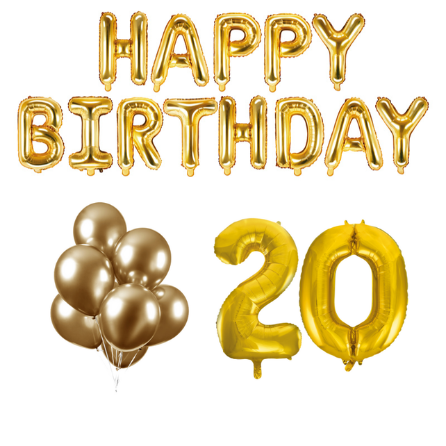 20 jaar Verjaardag Versiering Ballon Pakket Goud