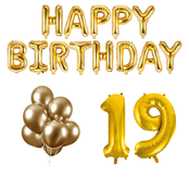 19 jaar Verjaardag Versiering Ballon Pakket Goud