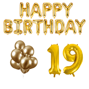 19 jaar Verjaardag Versiering Ballon Pakket Goud