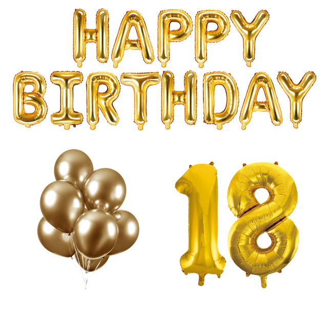 18 jaar Verjaardag Versiering Ballon Pakket Goud