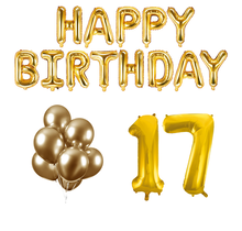 17 jaar Verjaardag Versiering Ballon Pakket Goud