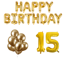 15 jaar Verjaardag Versiering Ballon Pakket Goud
