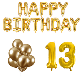 13 jaar Verjaardag Versiering Ballon Pakket Goud
