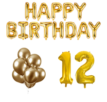 12 jaar Verjaardag Versiering Ballon Pakket Goud