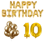 10 jaar Verjaardag Versiering Ballon Pakket Goud
