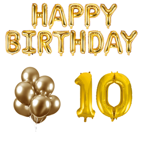 10 jaar Verjaardag Versiering Ballon Pakket Goud